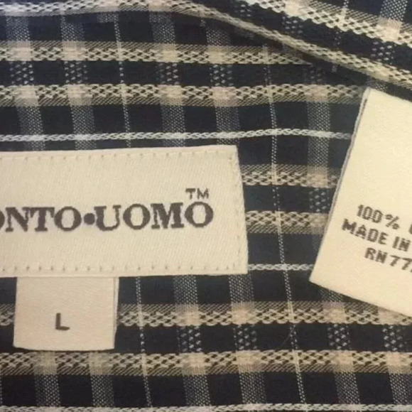 PRONTO UOMO Men Long Sleeve Button Down Plaids 100% Cotton Dress Shirt Sz Large - Picture 8 of 9